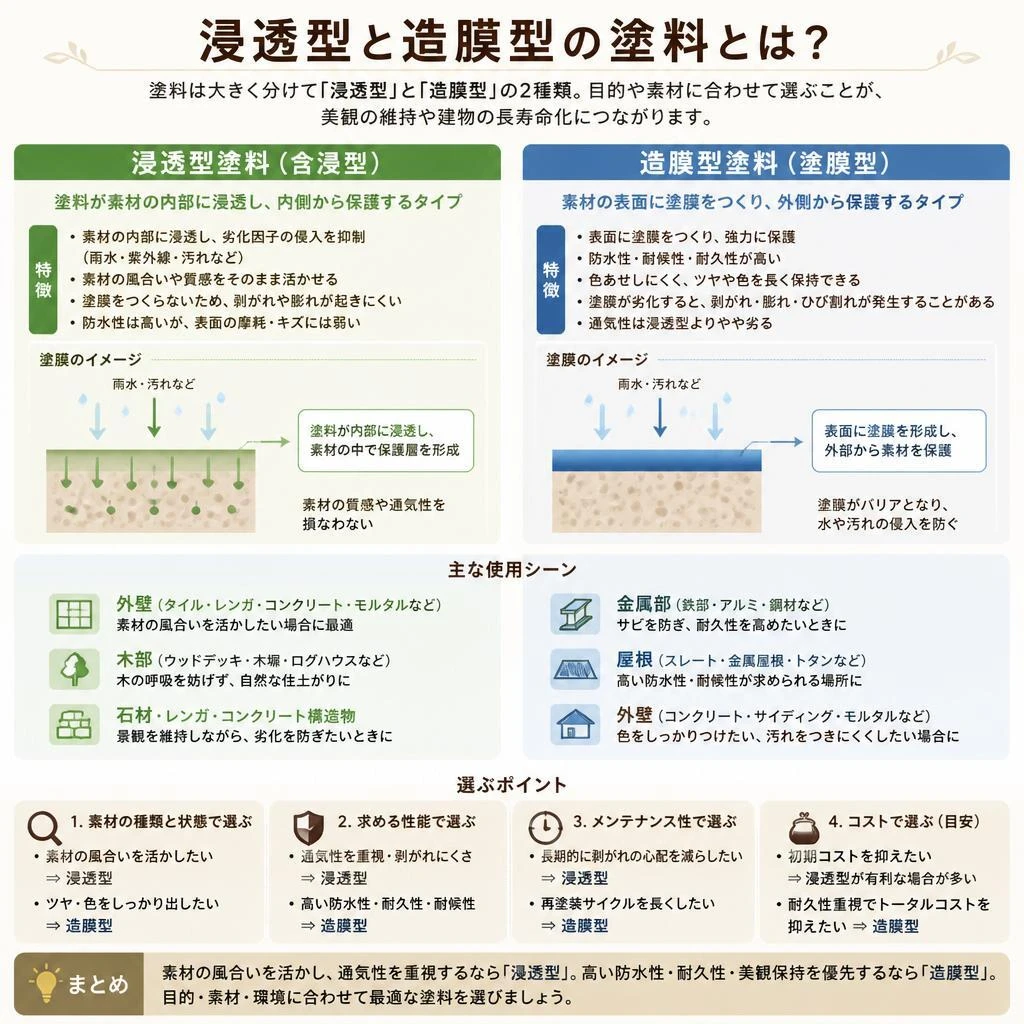 浸透型と造膜型の違い