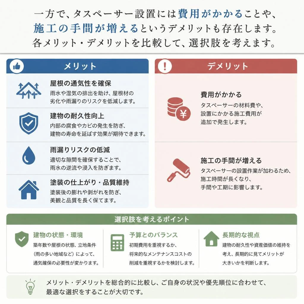 タスペーサー設置のデメリット